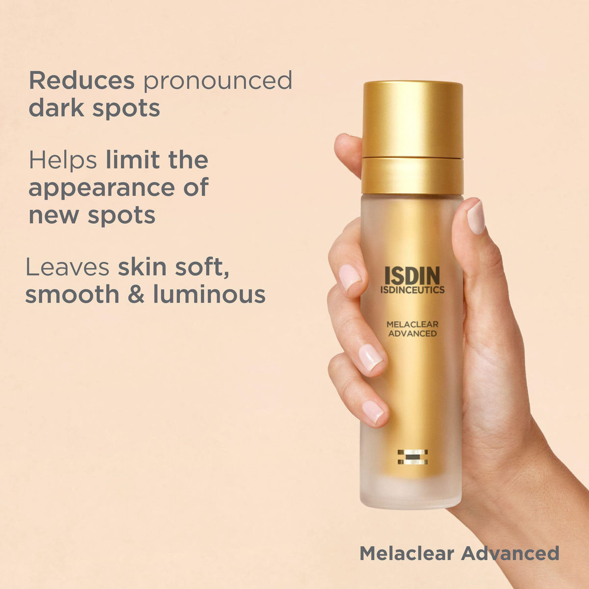 ISDIN bottle label detail, clear ingredient and usage information for confidence