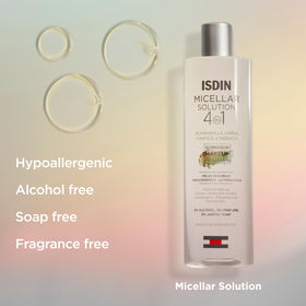 ISDIN micellar 13.5 fl oz next to common items for size and value