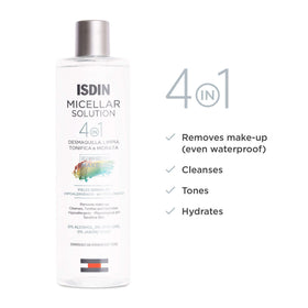 ISDIN micellar placed on bathroom counter for simple daily routine benefit