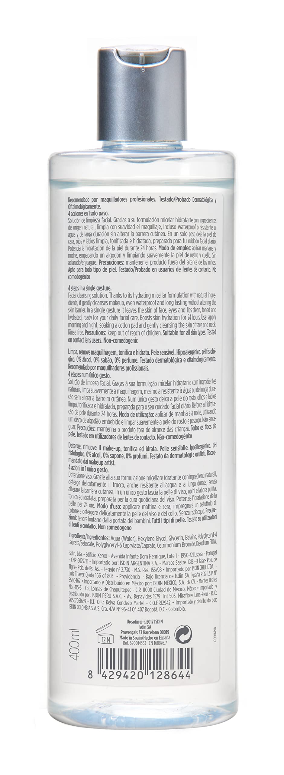 ISDIN micellar before and after cleanse showing clearer hydrated skin benefit