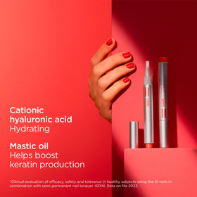 ISDIN Si-Nails being applied to a fingernail to strengthen and protect