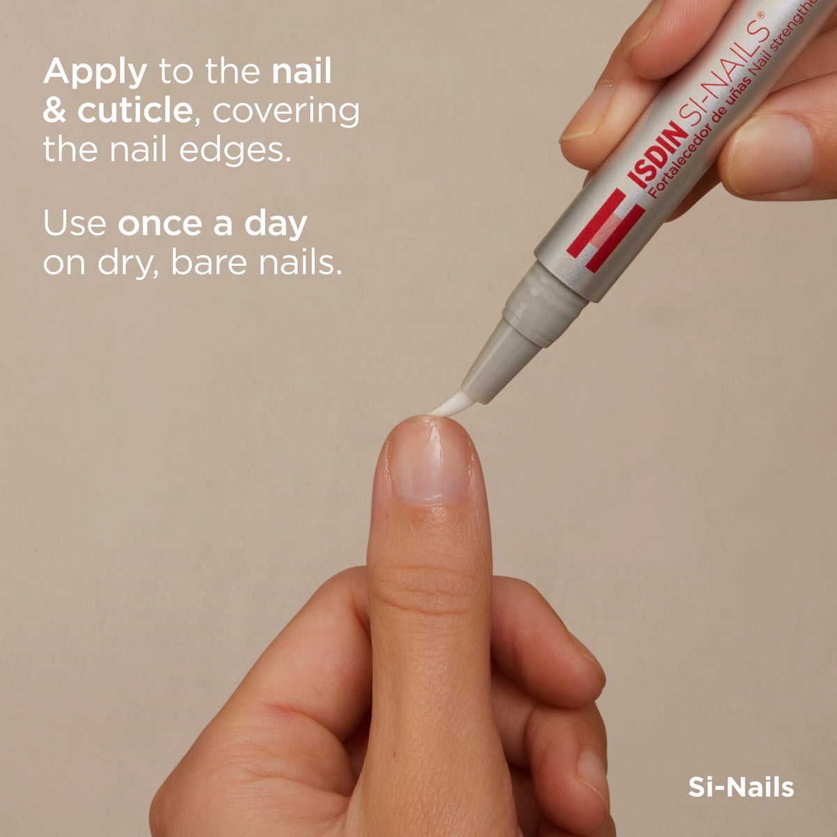 ISDIN Si-Nails before and after nails showing improved firmness visually