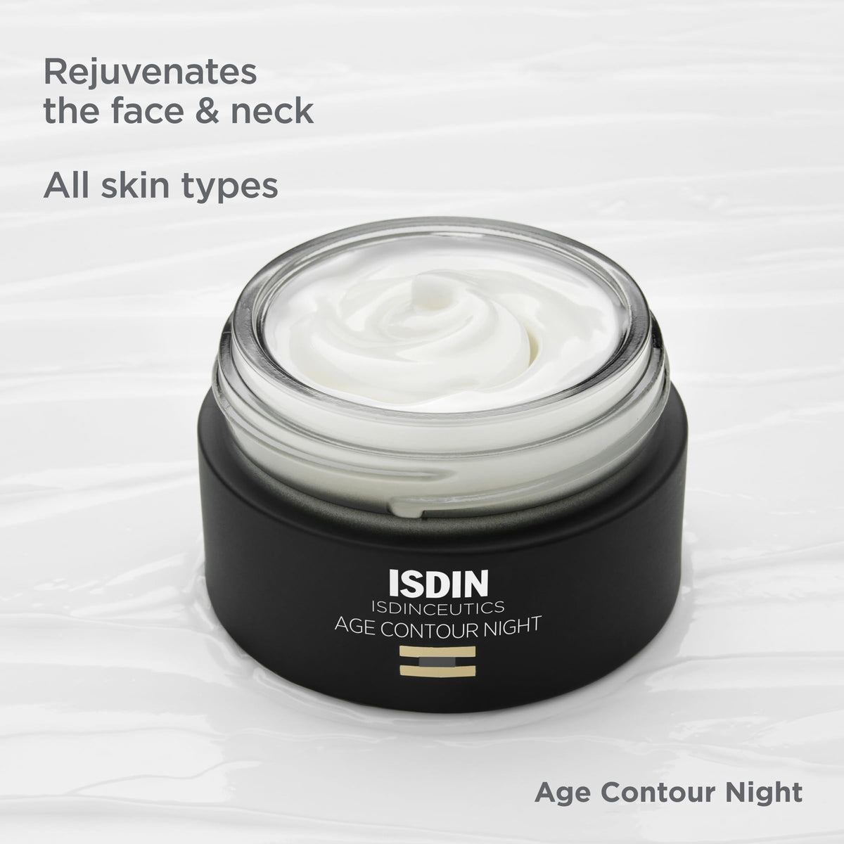 ISDIN beside hand for scale, shows compact 1.8 oz size and travel-friendly benefit