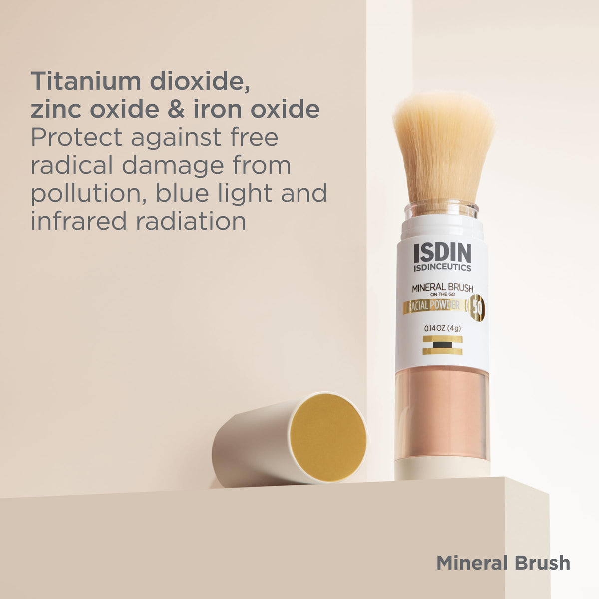 ISDIN size comparison in hand illustrating portable, travel-friendly design