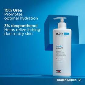 ISDIN Uradin 10 ingredient focus on urea highlighting deep hydration