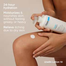 ISDIN Uradin 10 cream texture close-up showing smooth fast-absorbing feel