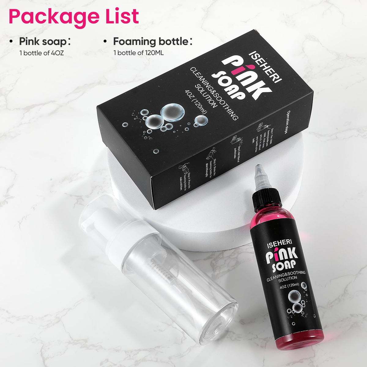 iseheri 120ml foaming bottle with cap for neat foam application