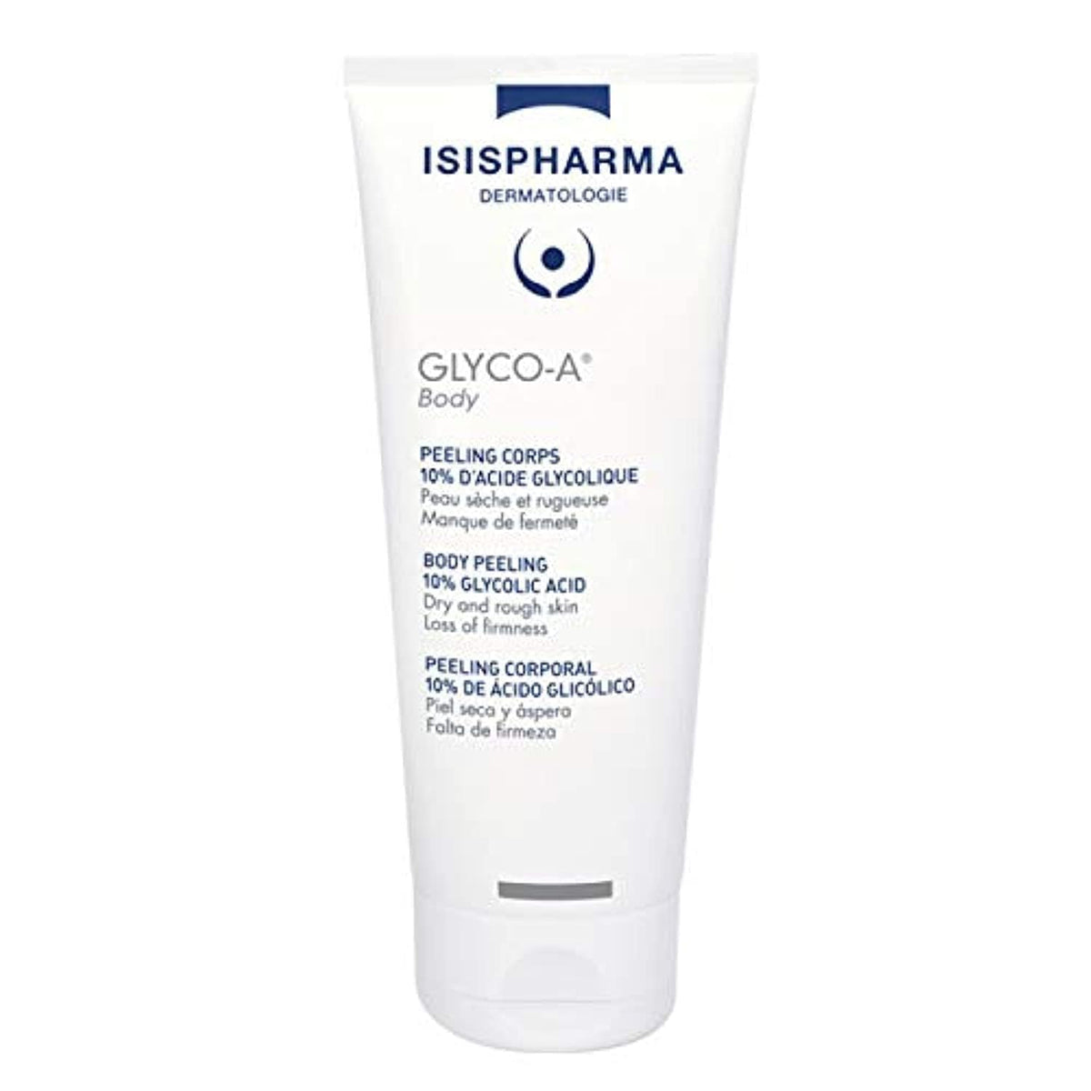 IsisPharma Glyco-A Body Peeling front packaging showing 200ml tube and brand label for easy identification and benefit