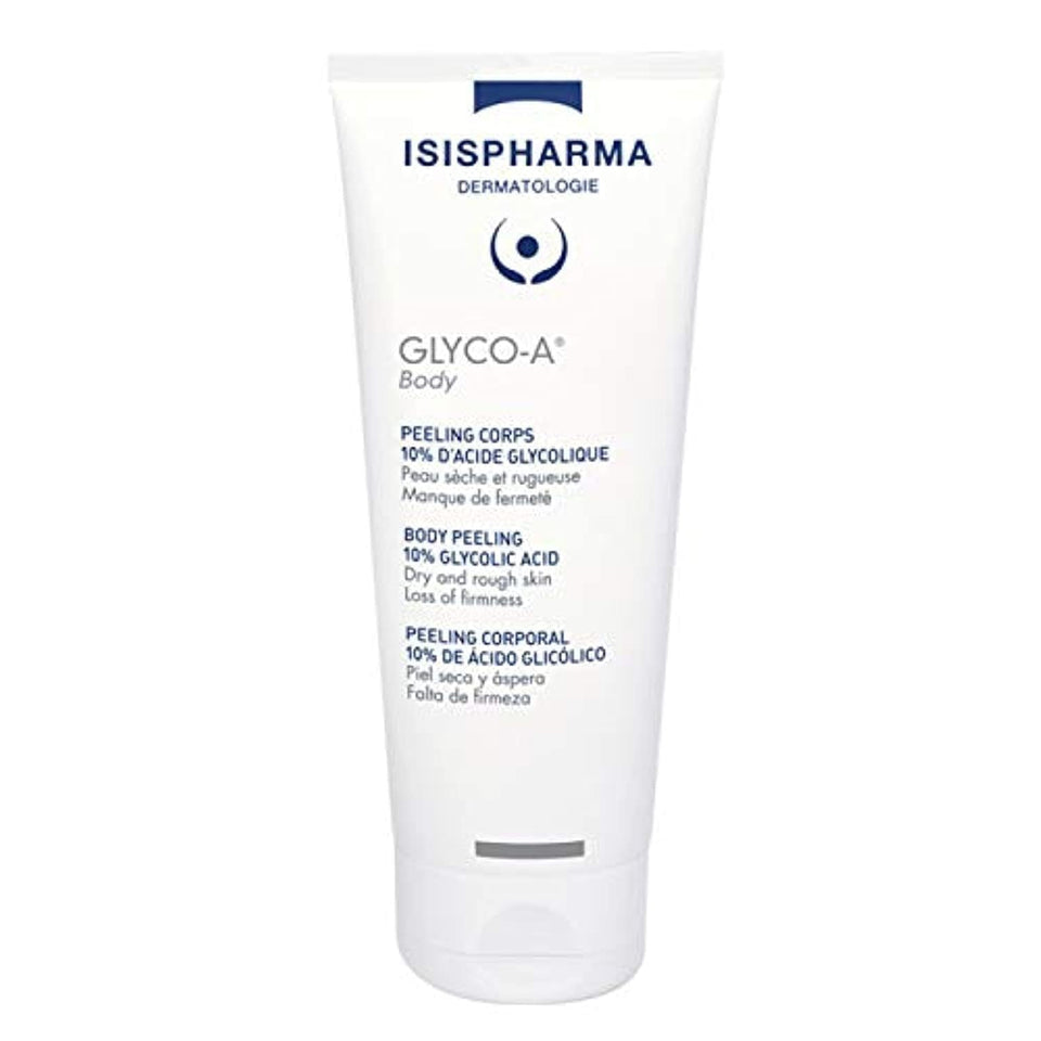 IsisPharma Glyco-A Body Peeling front packaging showing 200ml tube and brand label for easy identification and benefit