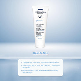 IsisPharma Sensylia applied to cheek in natural setting demonstrating gentle hydration and comfort benefit