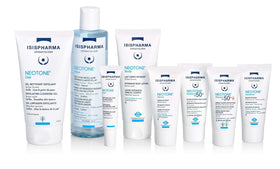 IsisPharma lotion texture poured on hand showing lightweight, fast-absorbing moisturization benefit