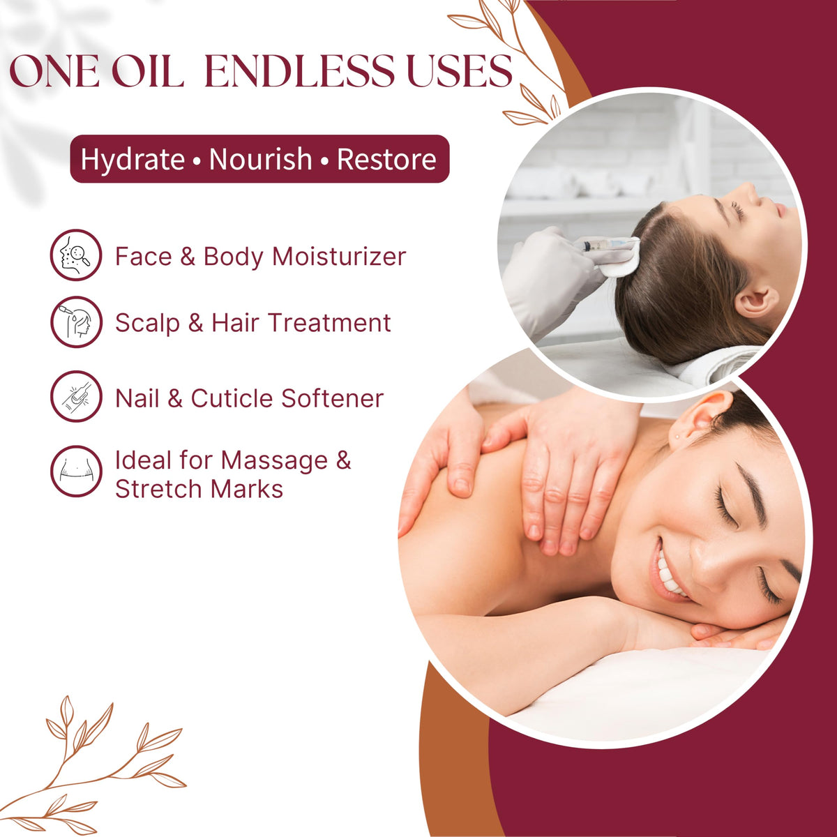 ISLA & FONTANE salon scene with large jojoba oil bottle for professional use