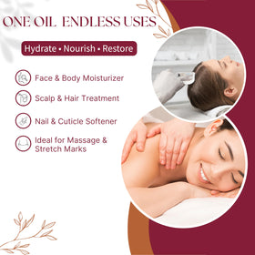 ISLA & FONTANE salon scene with large jojoba oil bottle for professional use