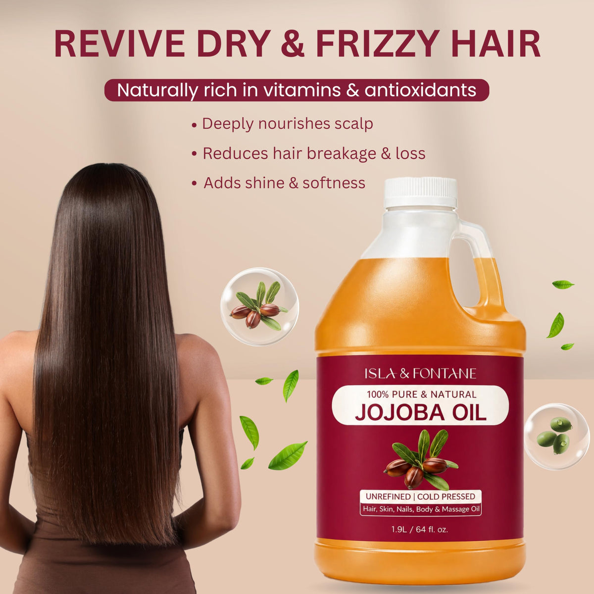 ISLA & FONTANE jojoba oil drop on skin demonstrating quick absorption benefit