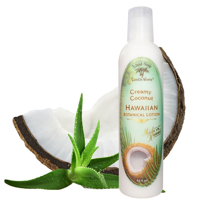 Island Soap & Candle Works front bottle showing label and coconut scent benefit