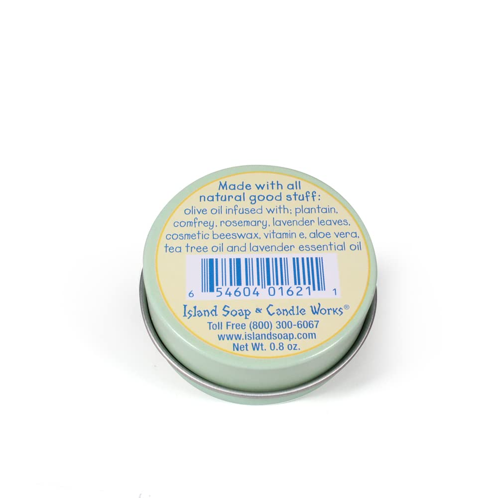 Island Soap & Candle Works open tin showing smooth balm texture for easy application