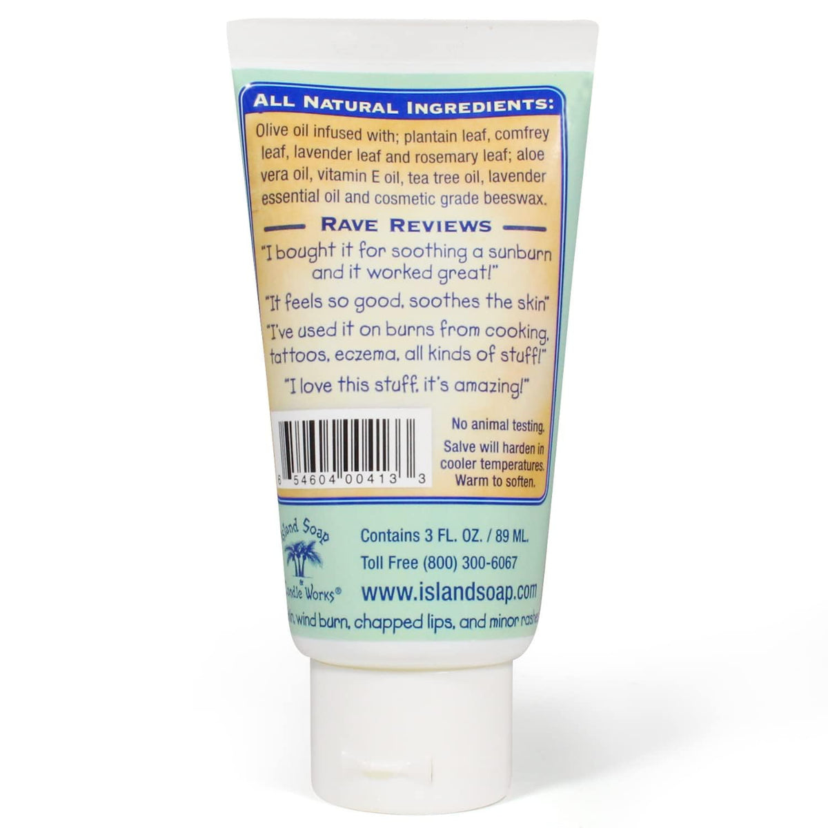 Island Soap & Candle Works balm texture close-up showing smooth moisturizing finish