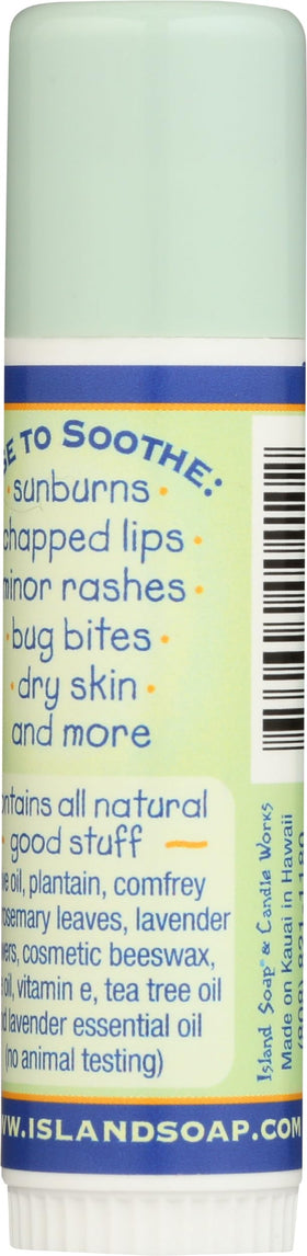 Island Soap Surfer’s Salve twist-up detail highlighting mess-free application benefit