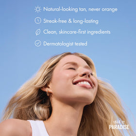 Isle of Paradise face application mist in use for quick, non-greasy glow