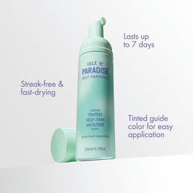 Isle of Paradise application with mitt demonstrating streak-free blending