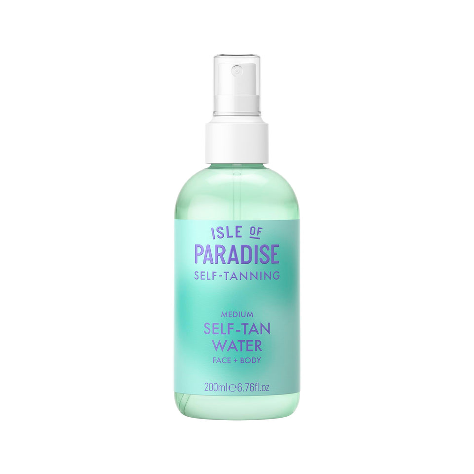 Isle of Paradise front bottle view showing clear mist and sleek packaging benefit