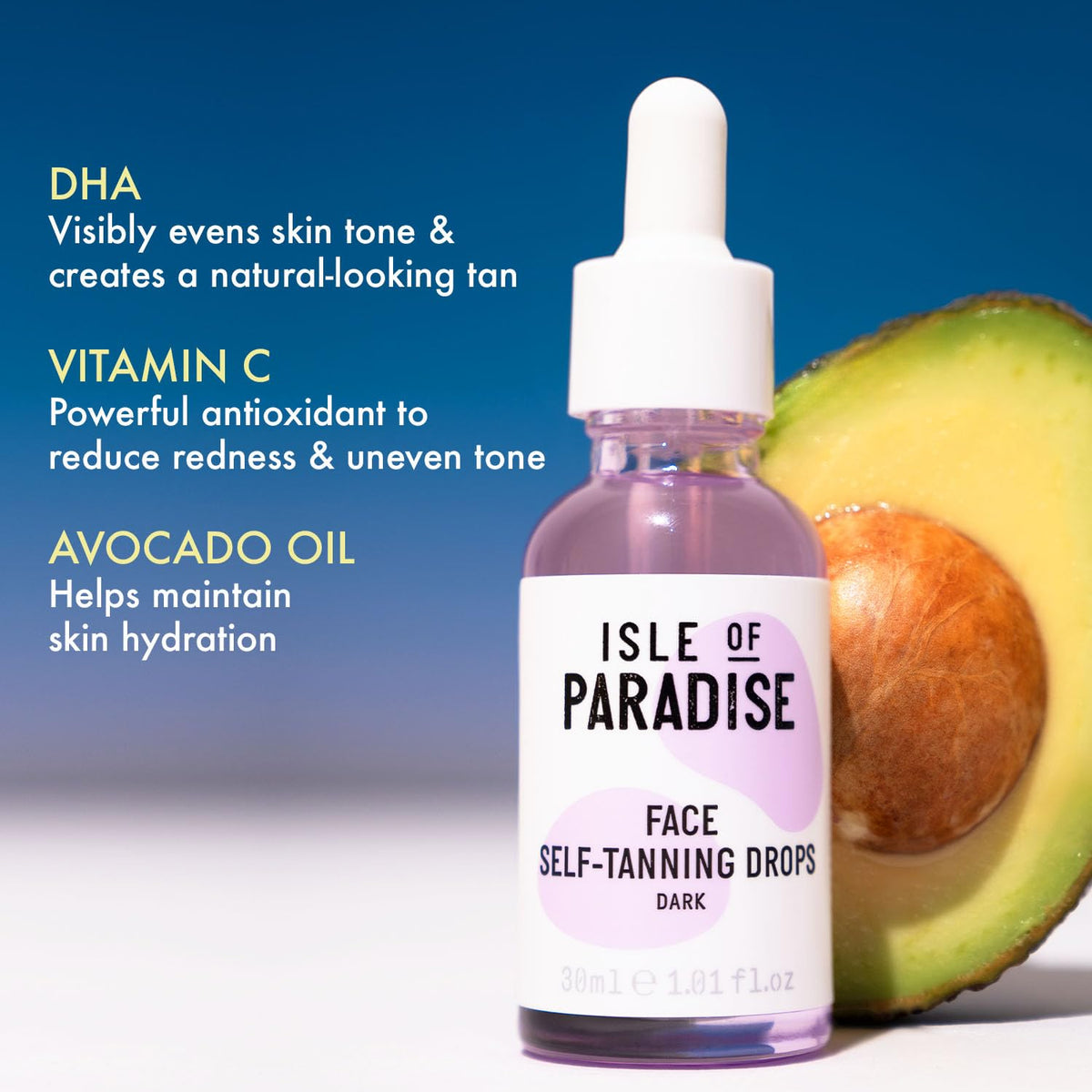 Isle of Paradise applied to face for natural, even bronze without fragrance