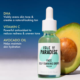 Isle of Paradise drops mixed into moisturizer showing customizable tan