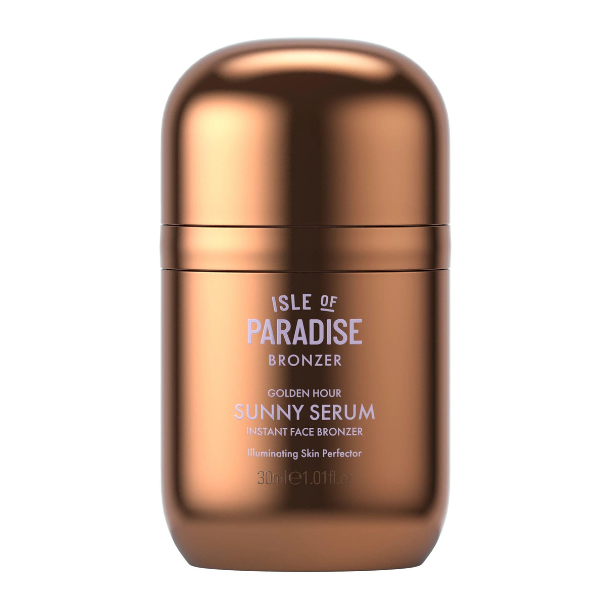 Isle of Paradise Sunny Serum front bottle showing packaging and glow benefit