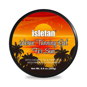 isletan front packaging showing pineapple scent and quick tan benefits