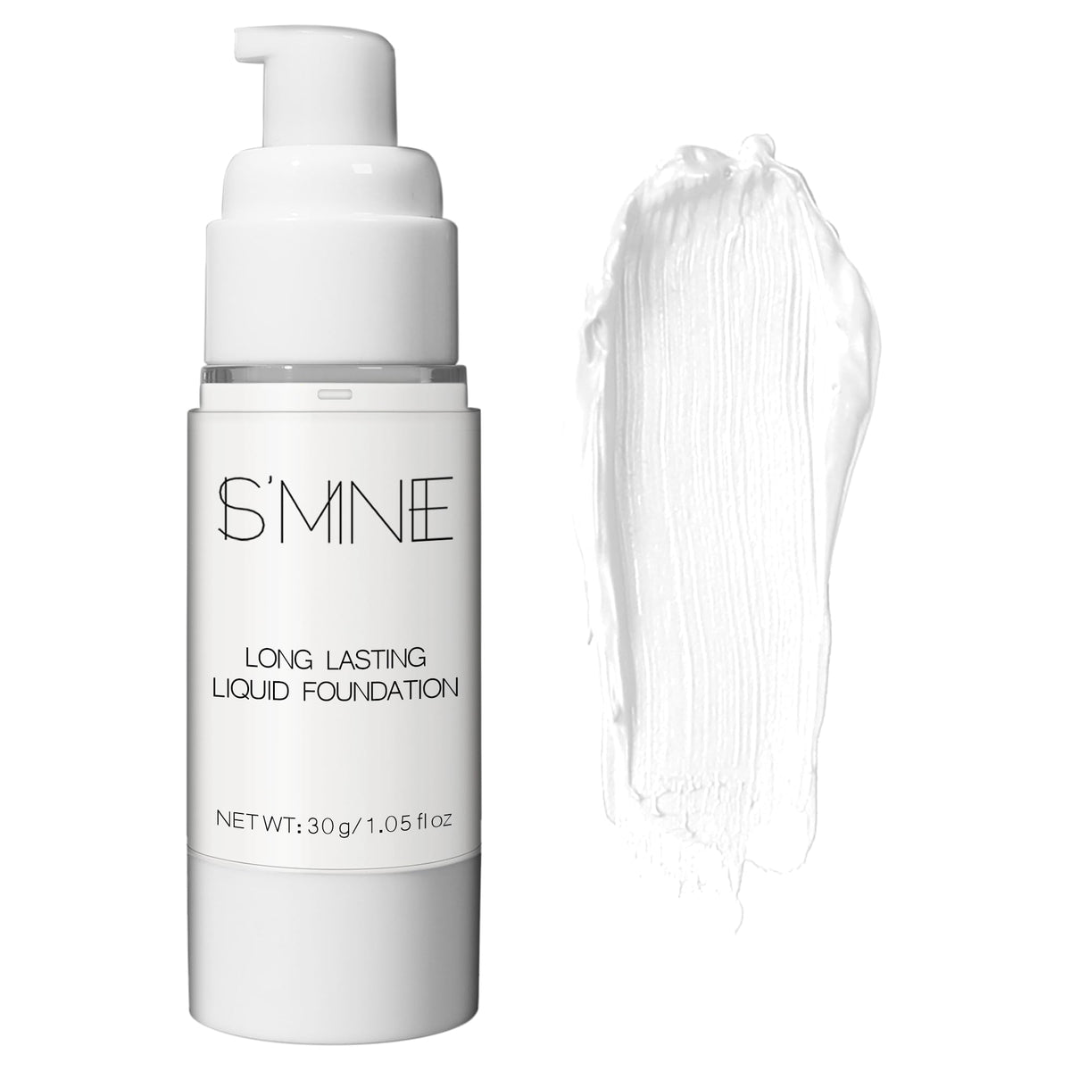 IS'MINE white foundation front bottle showing compact travel-friendly design