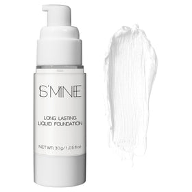 IS'MINE white foundation front bottle showing compact travel-friendly design