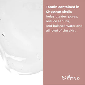 IsNtree chestnut AHA essence ingredient label highlighting chestnut shell upcycle benefit