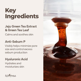 IsNtree label ingredient detail with Jeju green tea callout for provenance and transparency
