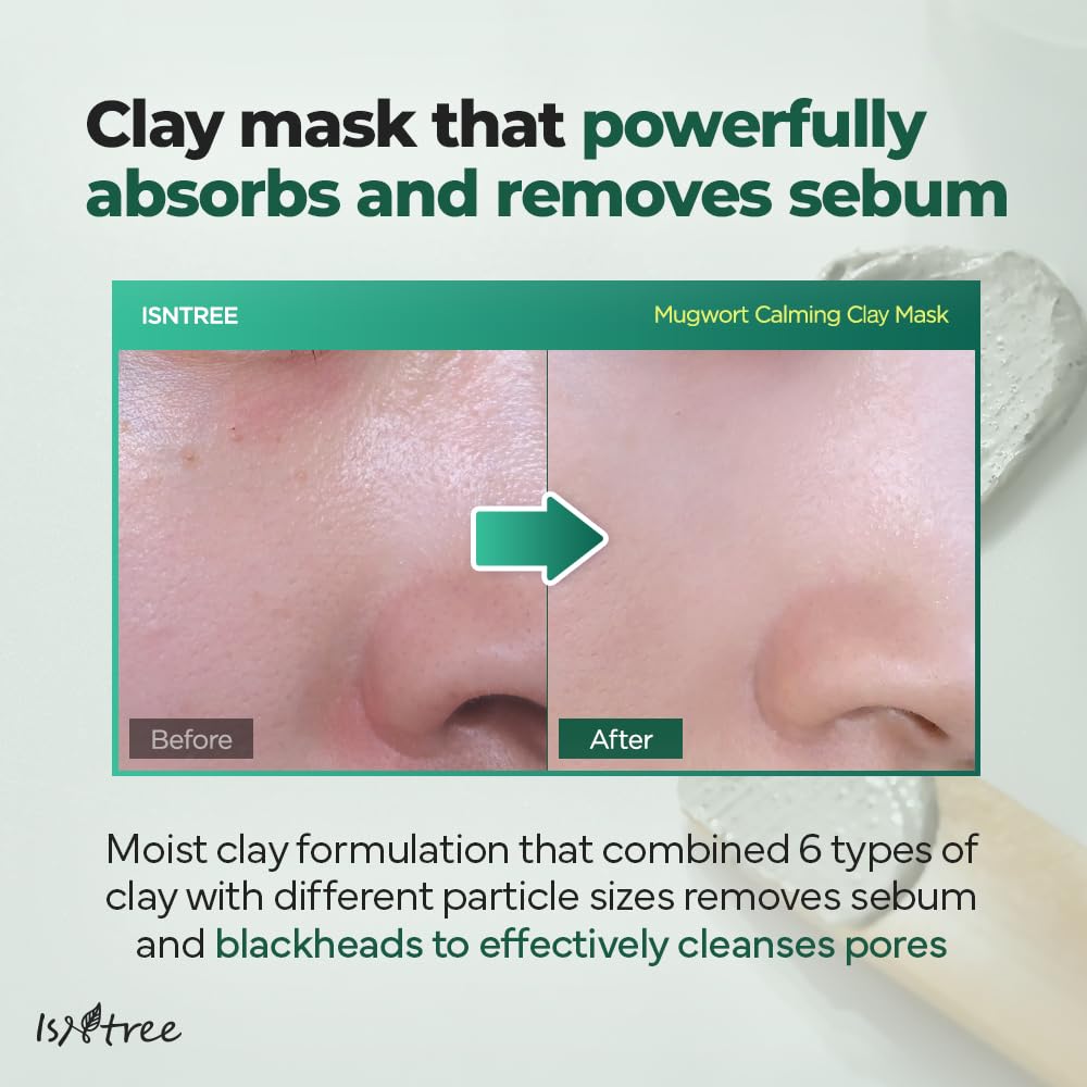 IsNtree mask being applied to cheek demonstrating gentle calming and sebum control