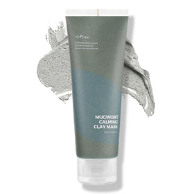 IsNtree front packaging of mugwort clay mask shows product and benefit of calming