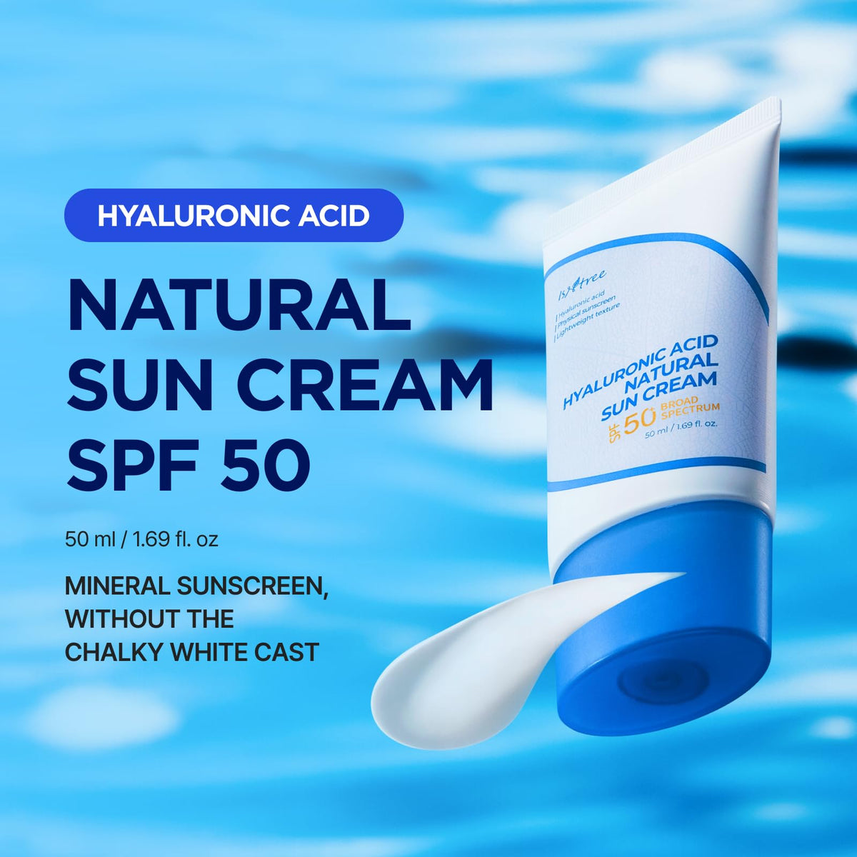 ISNTREE close-up cream texture highlighting hydration with hyaluronic acid