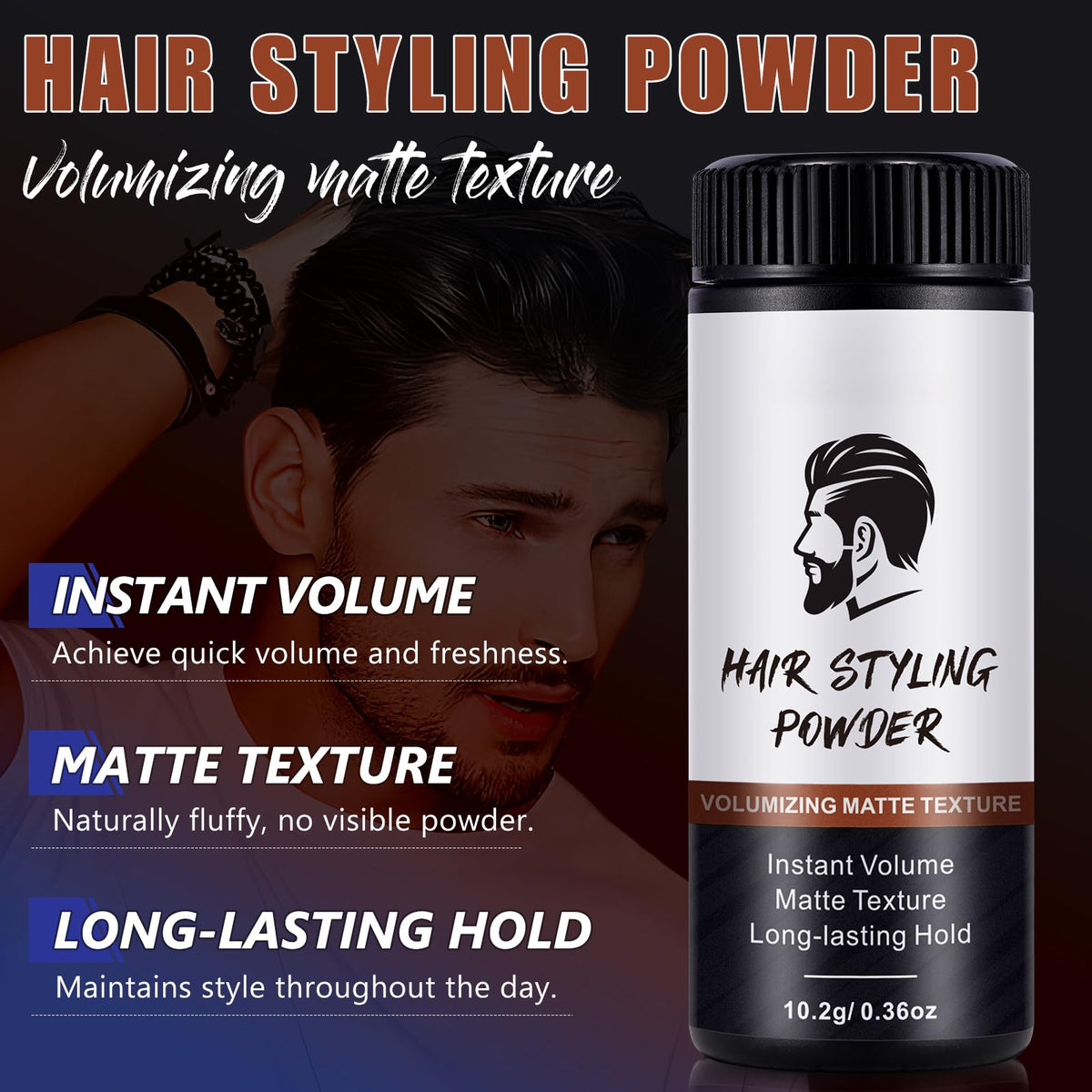 ISUNRISE applying powder to roots demonstrating instant lift and volume