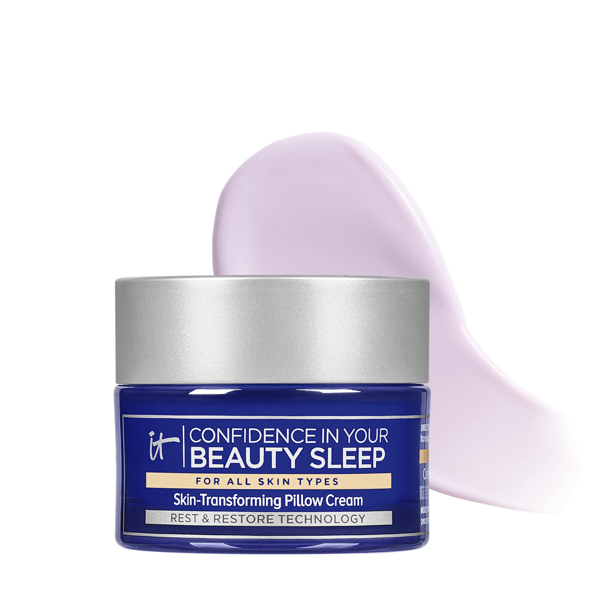 IT Cosmetics jar front view showing sleek packaging and size benefit