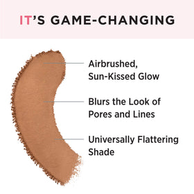 IT Cosmetics bronzer close-up texture highlighting silky blur for pores benefit