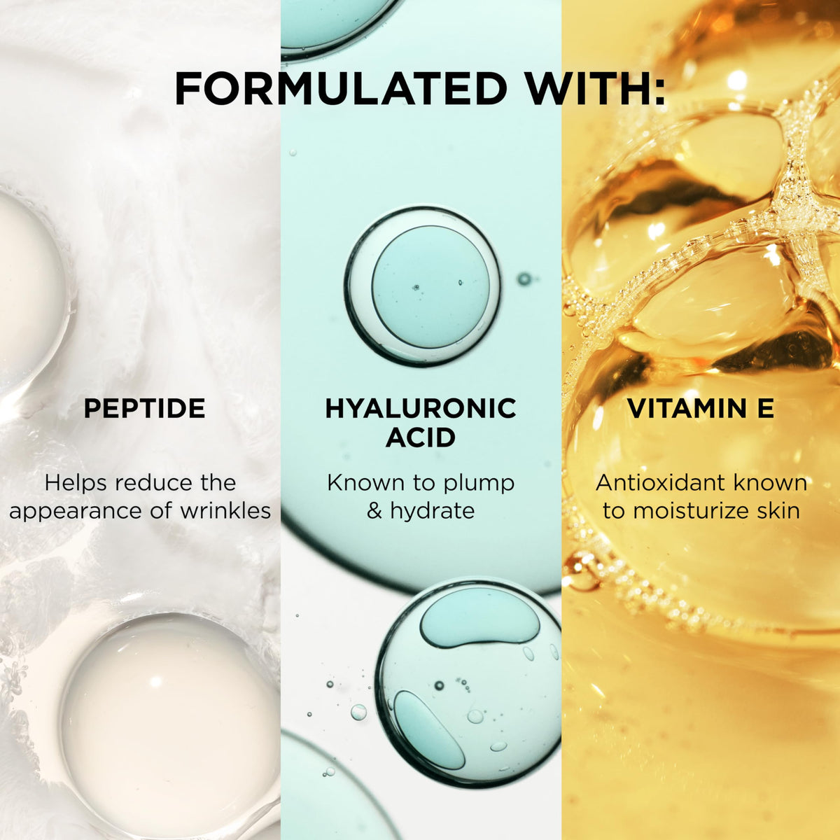 IT Cosmetics ingredients label close-up showing peptides and hyaluronic acid benefits