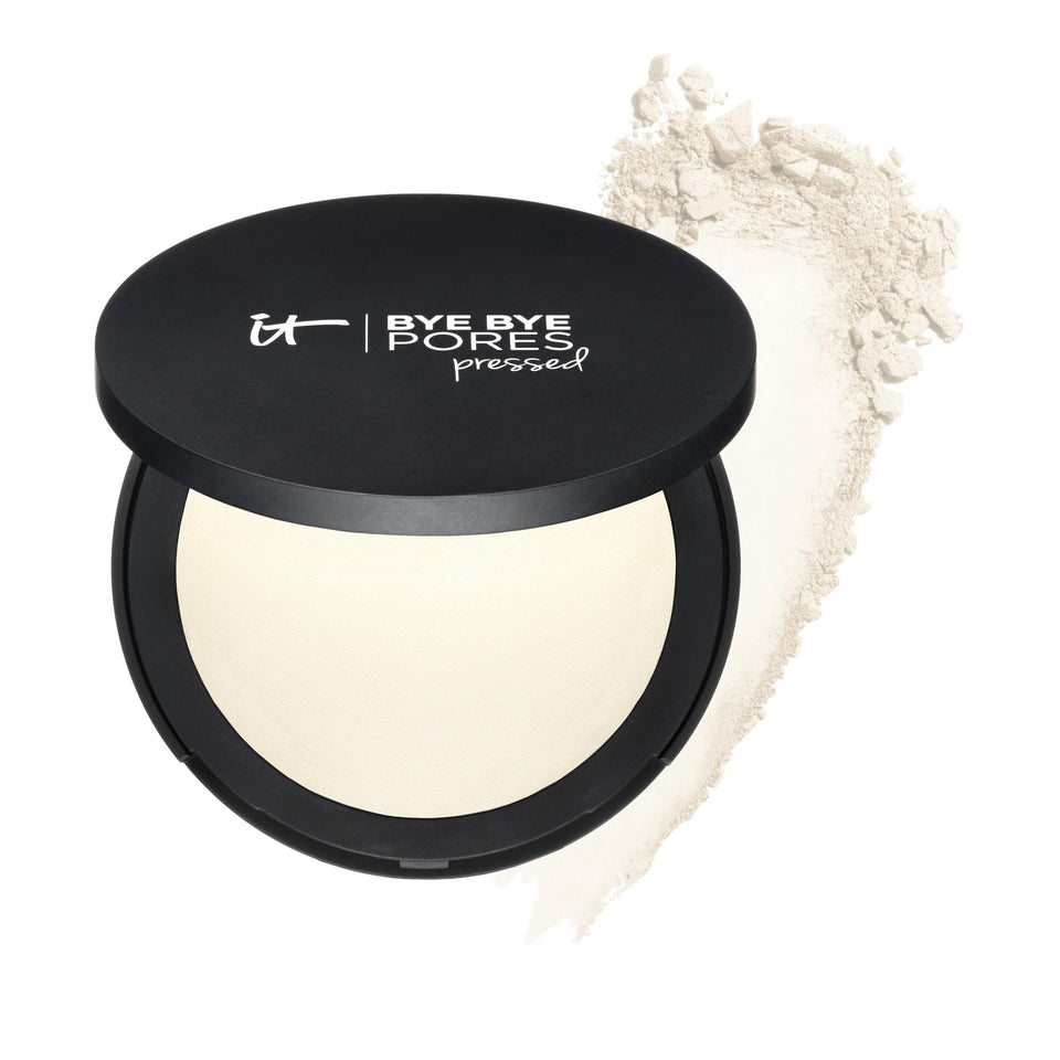 IT Cosmetics compact front view showing sleek packaging and portable finish
