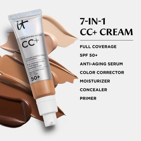 IT Cosmetics SPF visual with sun icon illustrating broad-spectrum SPF 50+ protection