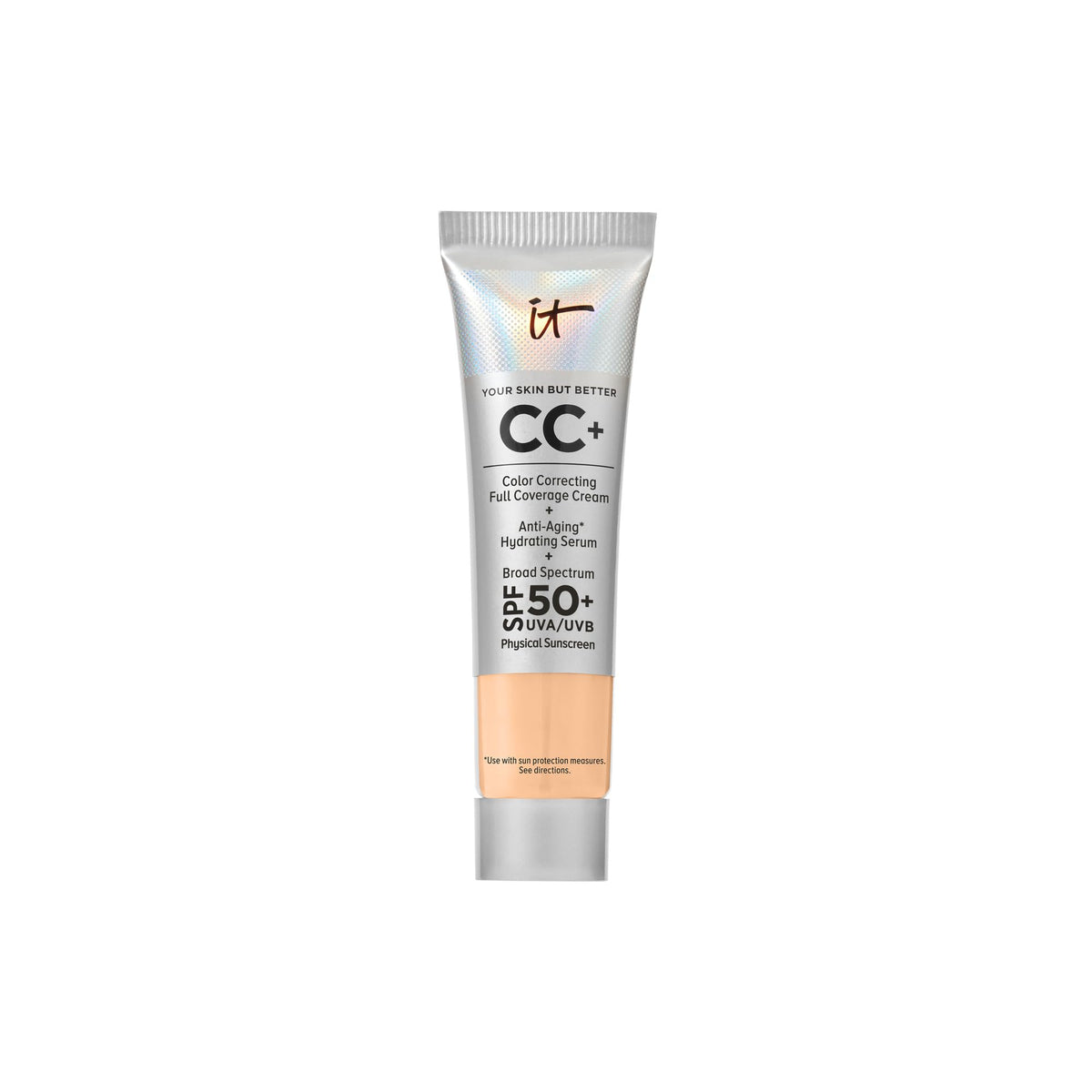 IT Cosmetics front tube showing travel-size convenience and protection