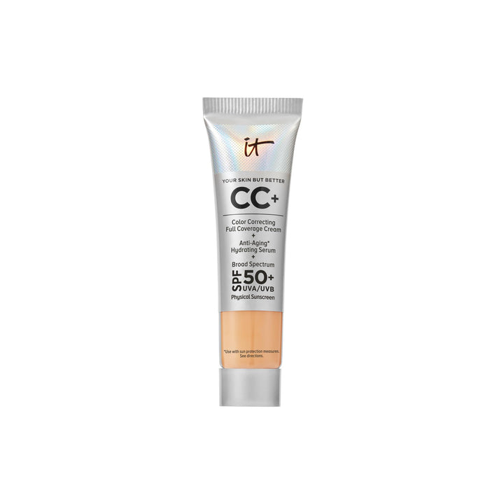 IT Cosmetics front packaging of travel-size CC+ Cream showing compact tube convenience
