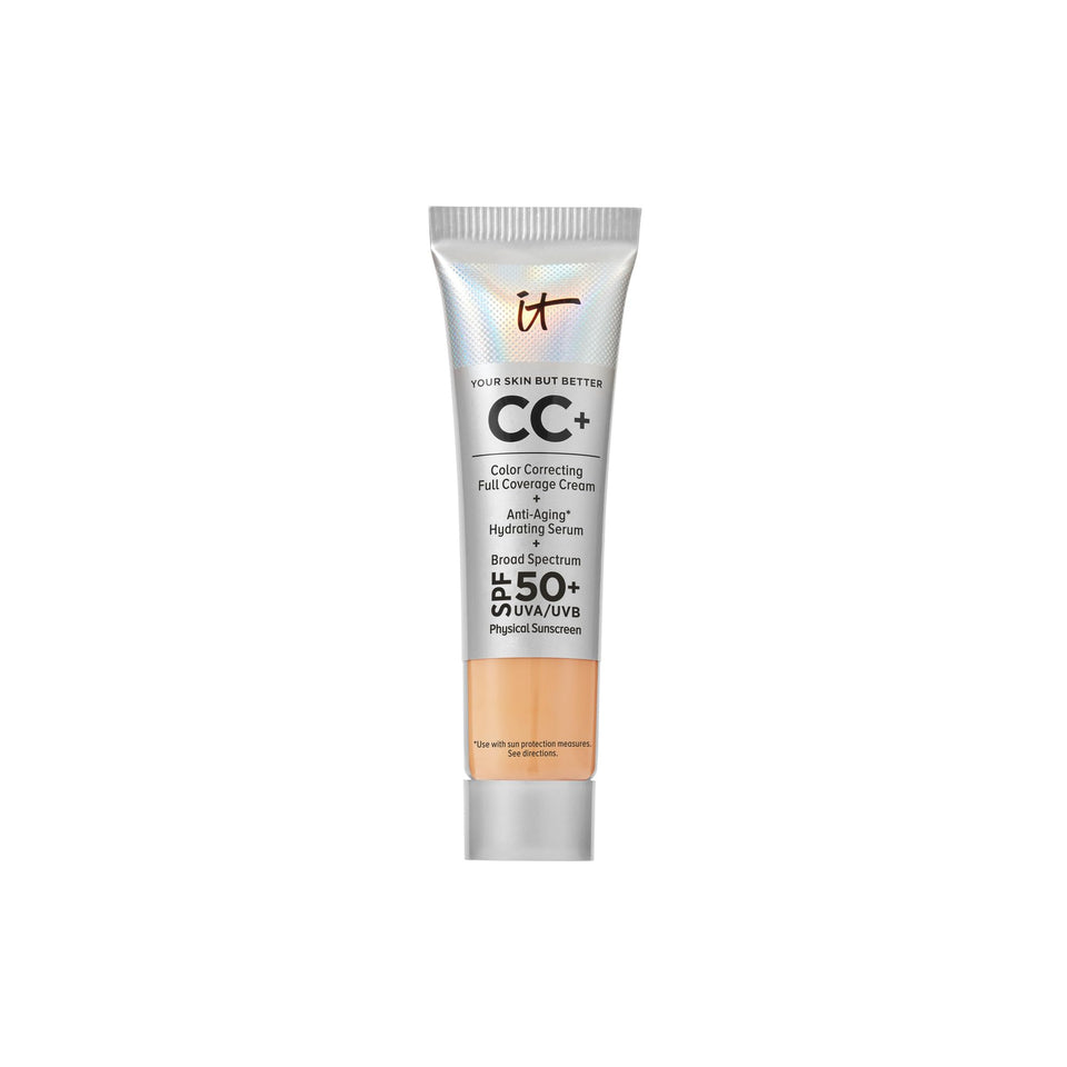 IT Cosmetics front packaging of travel-size CC+ Cream showing compact tube convenience