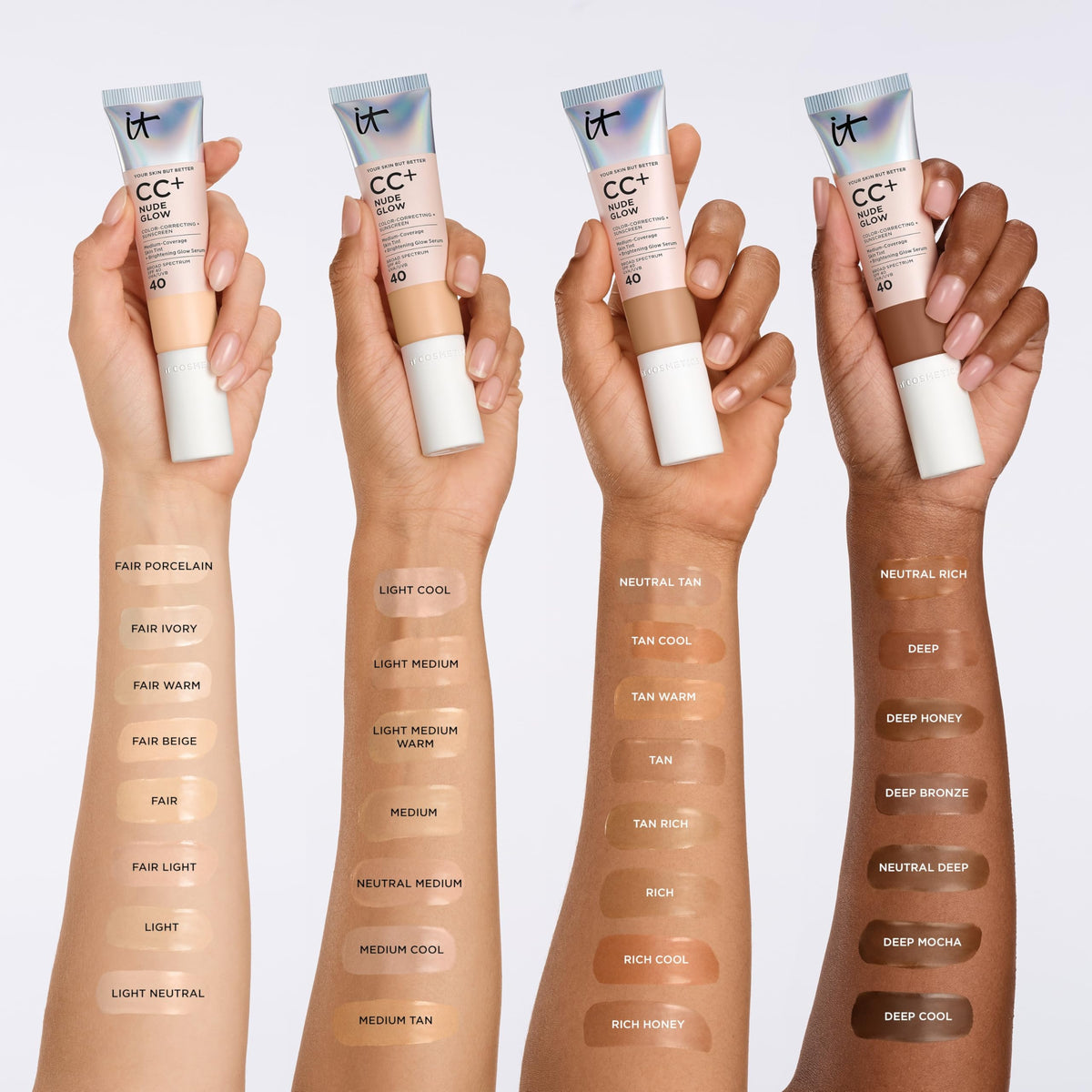 IT Cosmetics applied with brush illustrating smooth, blendable finish