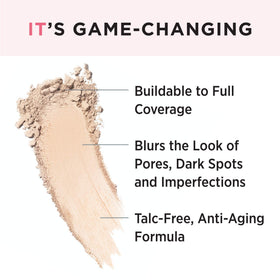 IT Cosmetics close-up of powder surface revealing fine texture for soft-focus finish
