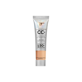 IT Cosmetics travel tube front view showing brand and compact size benefit