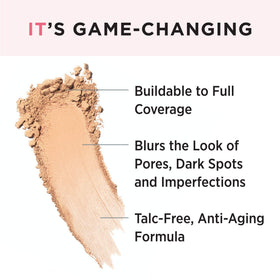 IT Cosmetics close-up powder texture revealing blurring pigments for seamless finish