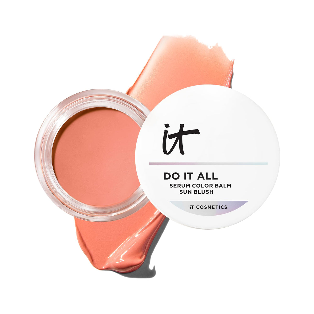 IT Cosmetics front tube view showing product and compact packaging benefit: easy storage